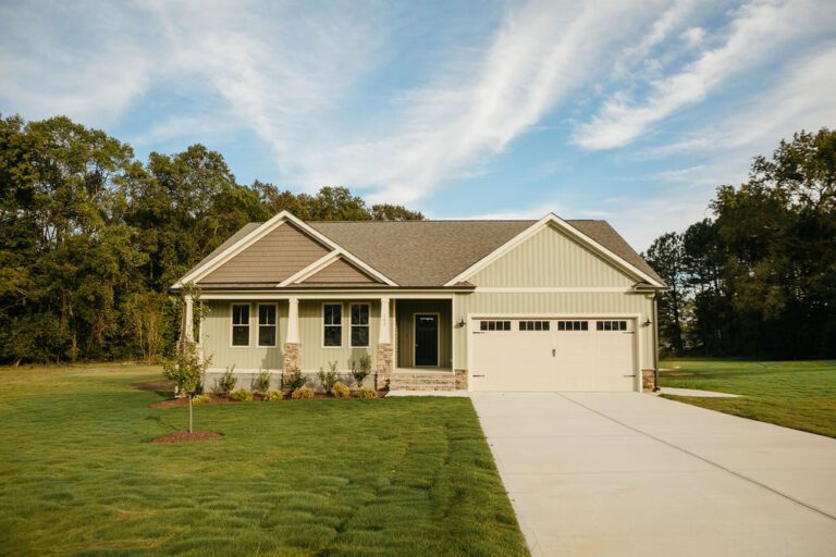 Exterior view of the Tyler Home Plan, 1731 square feet built by Neuse River Homes.
