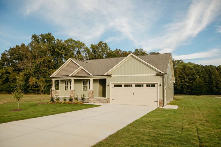Exterior view of the Tyler Home Plan, 1731 square feet built by Neuse River Homes.