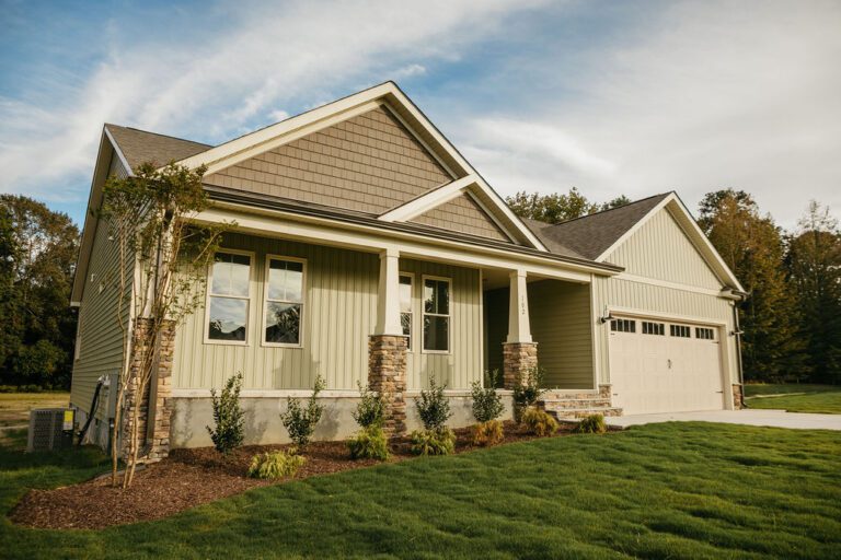 Exterior view of the Tyler Home Plan, 1731 square feet built by Neuse River Homes.