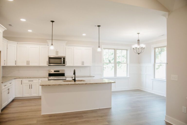 Interior kitchen view of the Tyler Home Plan, 1731 square feet built by Neuse River Homes.