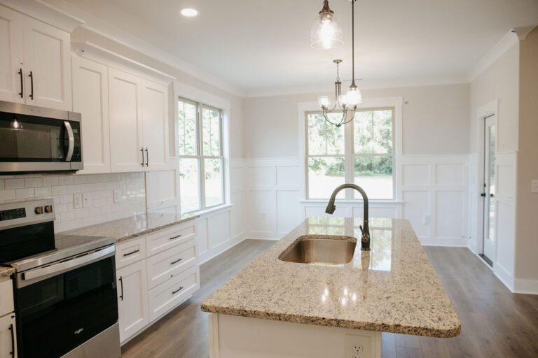 Interior kitchen view of the Tyler Home Plan, 1731 square feet built by Neuse River Homes.