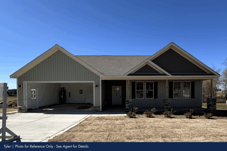 Tyler house plan exterior photo by Neuse River Homes – 1731 sq ft, 3 bedroom, 2 bath home available in communities across North Carolina
