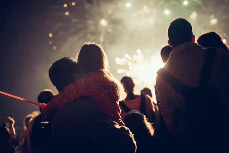 Families enjoy 4th of July fireworks near Honaker Farms in Selma, NC