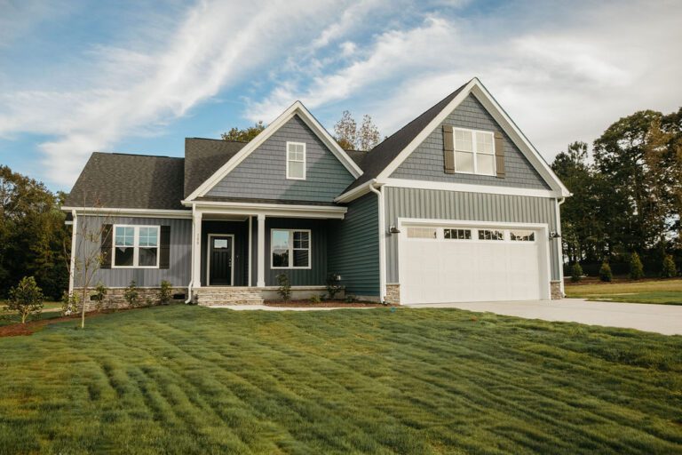 Exterior view of 100 Lucky Lane in the Bartlett Farm neighborhood built by Neuse River Homes